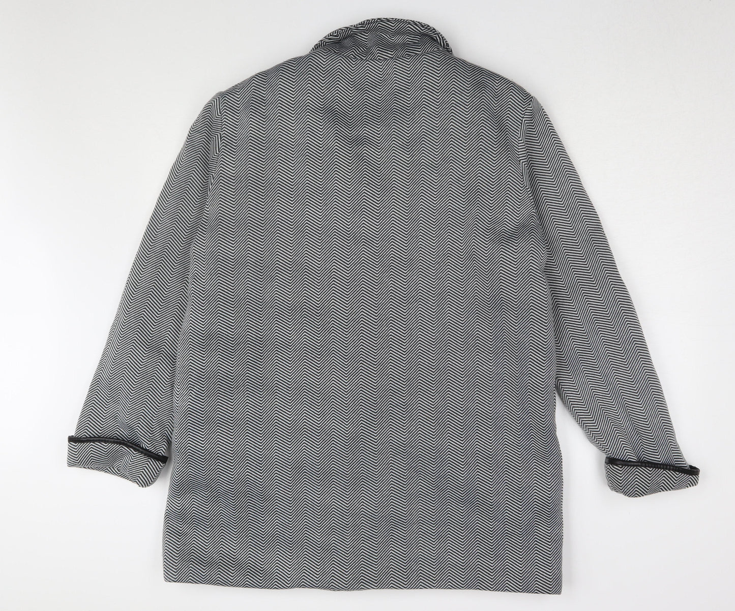 Anne de Lancay Women's Black Long Coat Size 18 Herringbone Button