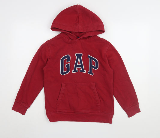 GAP Boys Red Pullover Hoodie 8-9 Years - Logo Graphic