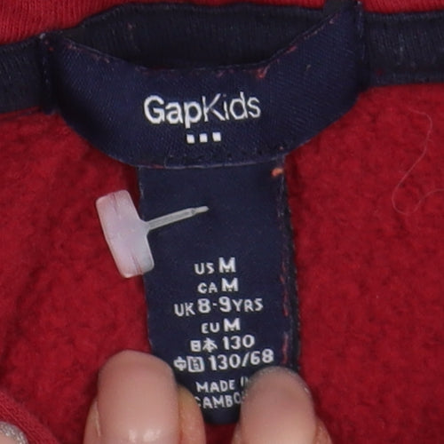 GAP Boys Red Pullover Hoodie 8-9 Years - Logo Graphic