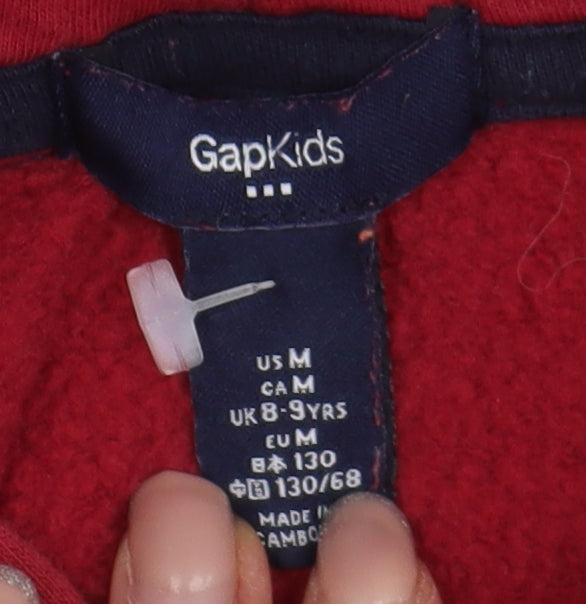 GAP Boys Red Pullover Hoodie 8-9 Years - Logo Graphic