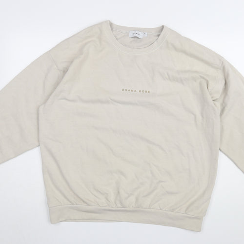 Topman Men's Beige Pullover Sweatshirt M - Logo Accent