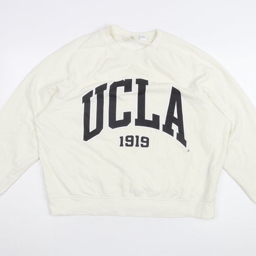 H&M Unisex Adults White UCLA Pullover Sweatshirt M