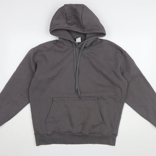 Zara Men's Grey Pullover Hoodie, Size M, Hooded, Pockets