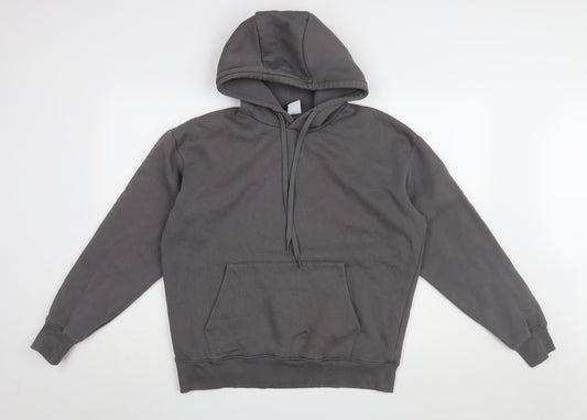 Zara Men's Grey Pullover Hoodie, Size M, Hooded, Pockets