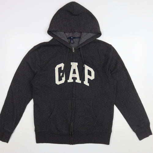 Gap Men's Grey Full Zip Hoodie, Medium, Logo Accent