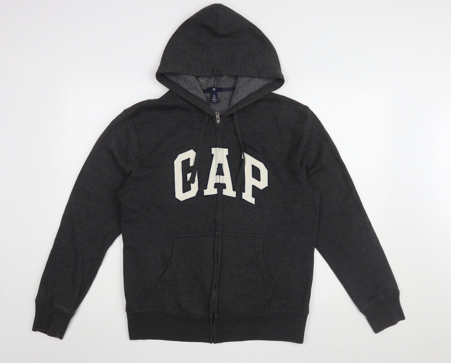 Gap Men's Grey Full Zip Hoodie, Medium, Logo Accent