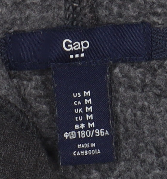 Gap Men's Grey Full Zip Hoodie, Medium, Logo Accent