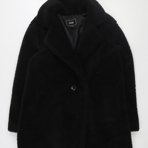 Quiz Women's Black Mid-Length Overcoat, Size 12