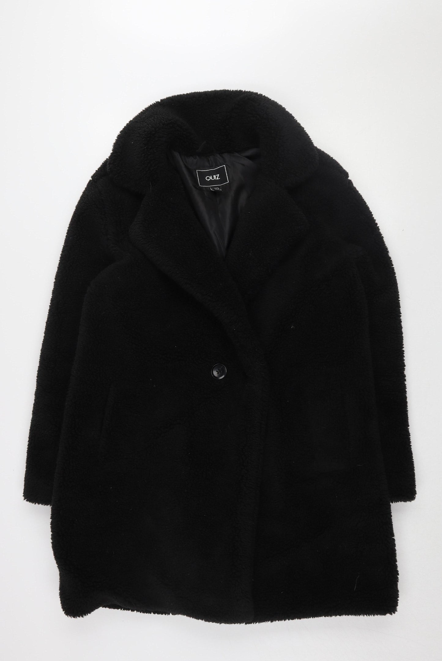 Quiz Women's Black Mid-Length Overcoat, Size 12