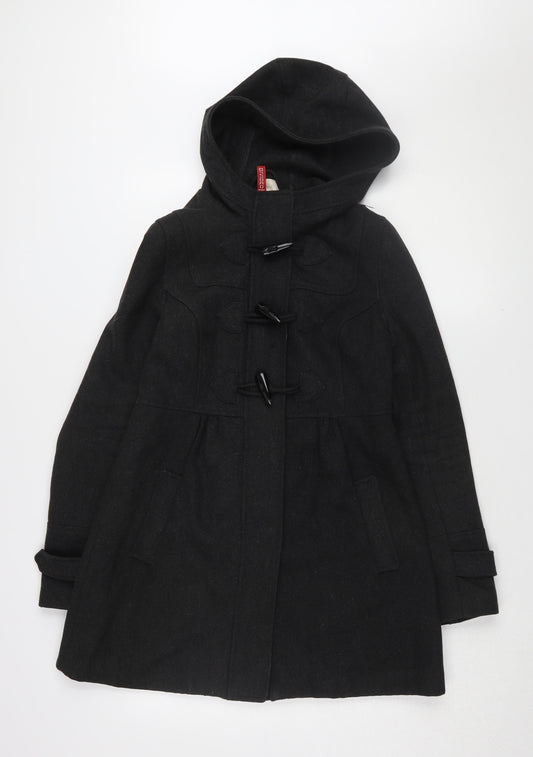 H&M Divided Women's Black Wool Duffel Coat Size 10