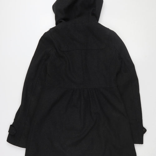 H&M Divided Women's Black Wool Duffel Coat Size 10