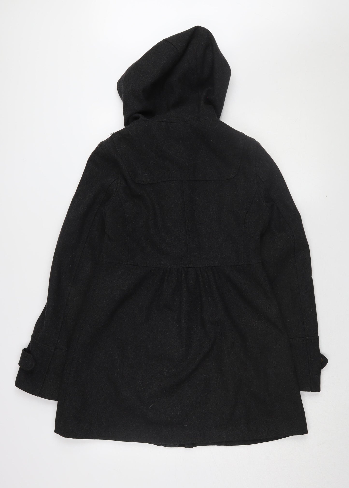 H&M Divided Women's Black Wool Duffel Coat Size 10