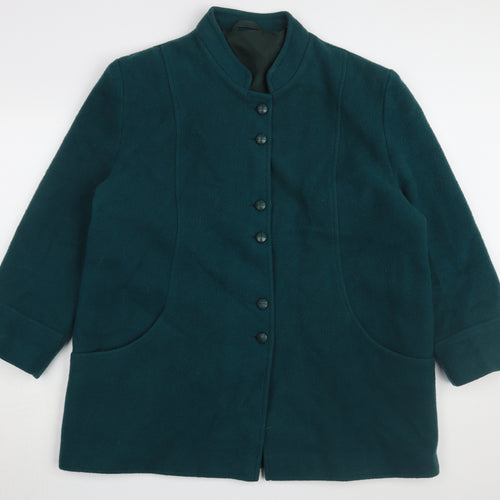Damart Green Wool Women's Mid-Length Overcoat Size 18