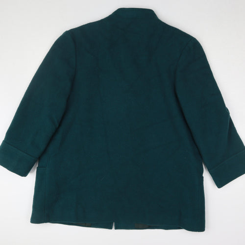 Damart Green Wool Women's Mid-Length Overcoat Size 18