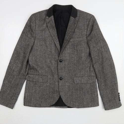 Topman Men's Grey Tweed Blazer 40R Herringbone Classic