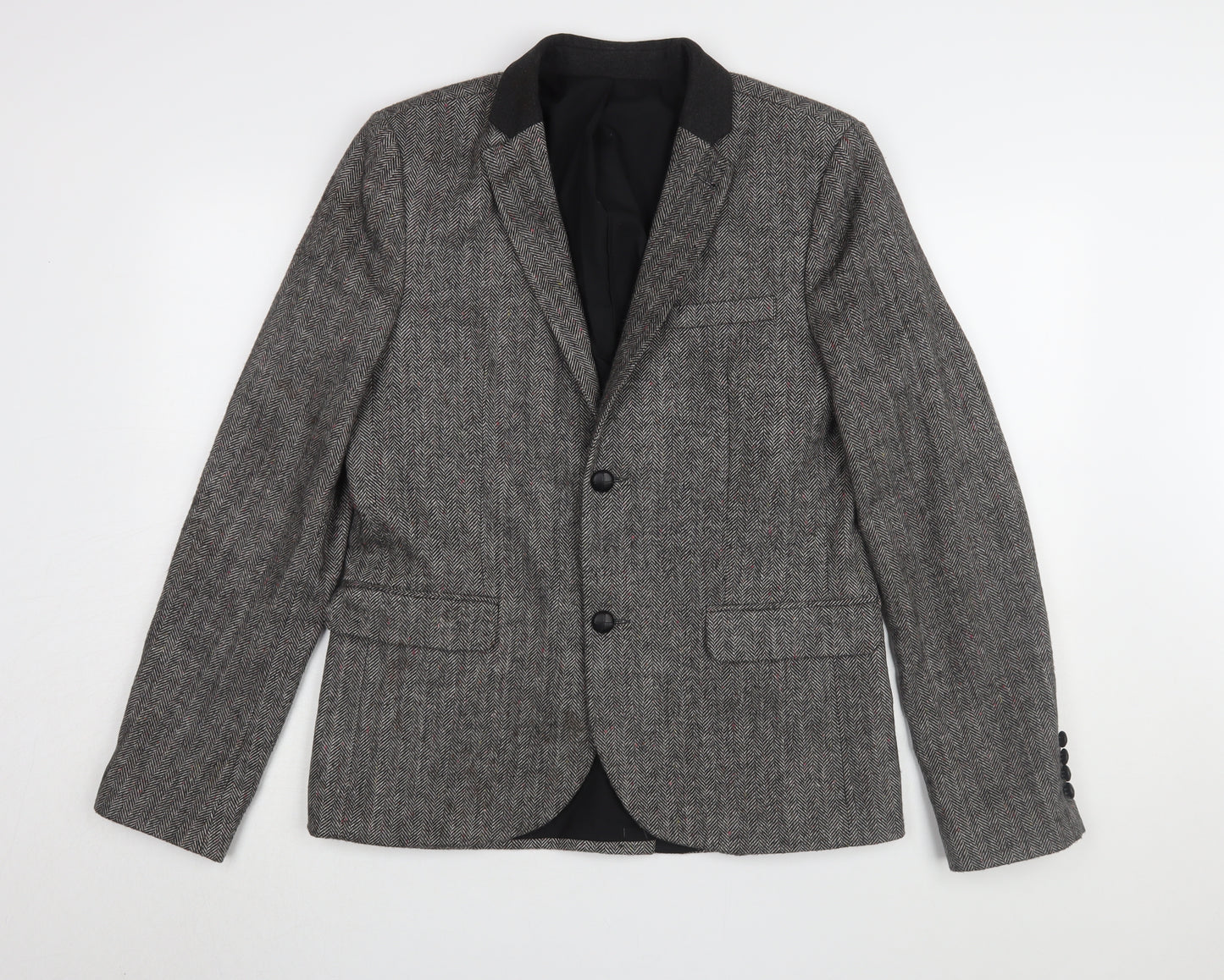 Topman Men's Grey Tweed Blazer 40R Herringbone Classic