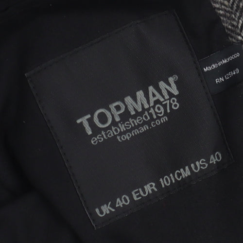 Topman Men's Grey Tweed Blazer 40R Herringbone Classic