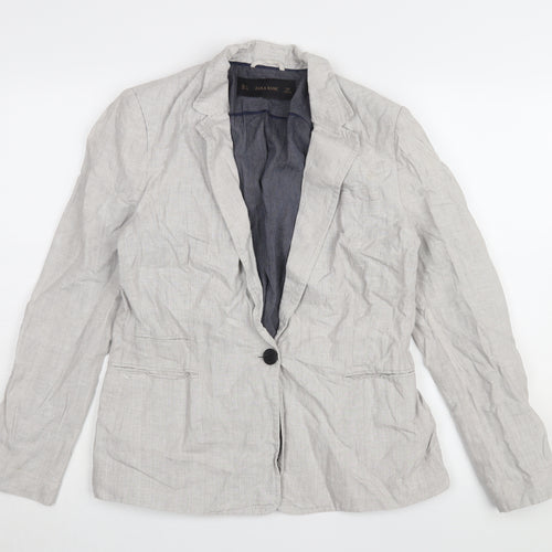 Zara Women's Grey Linen Blazer Size 14 Regular