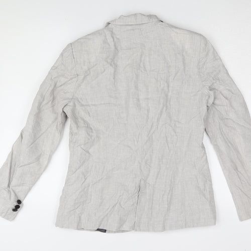 Zara Women's Grey Linen Blazer Size 14 Regular
