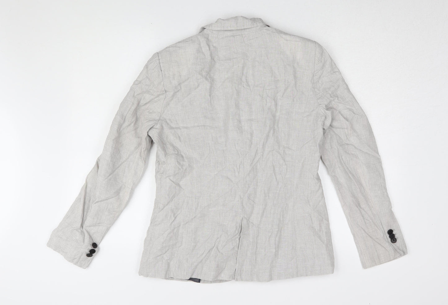 Zara Women's Grey Linen Blazer Size 14 Regular