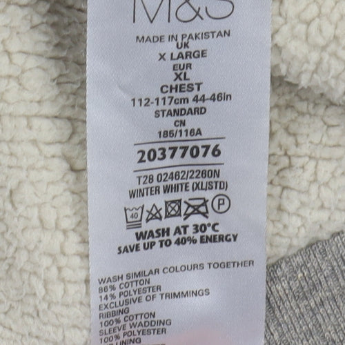 Marks and Spencer Men's Grey Fleece Full Zip Hoodie XL