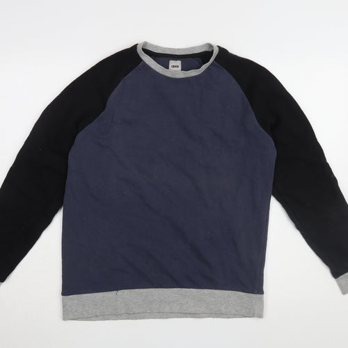 ASOS Men's Blue & Black Cotton Crew Neck Sweatshirt M