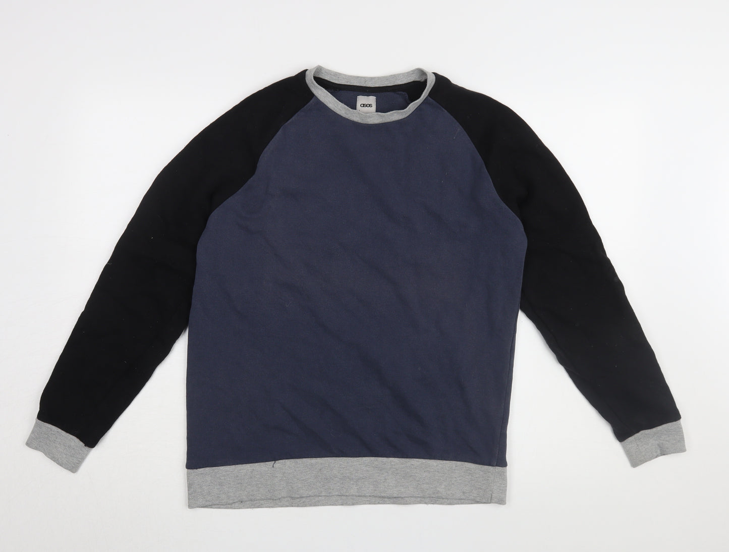 ASOS Men's Blue & Black Cotton Crew Neck Sweatshirt M