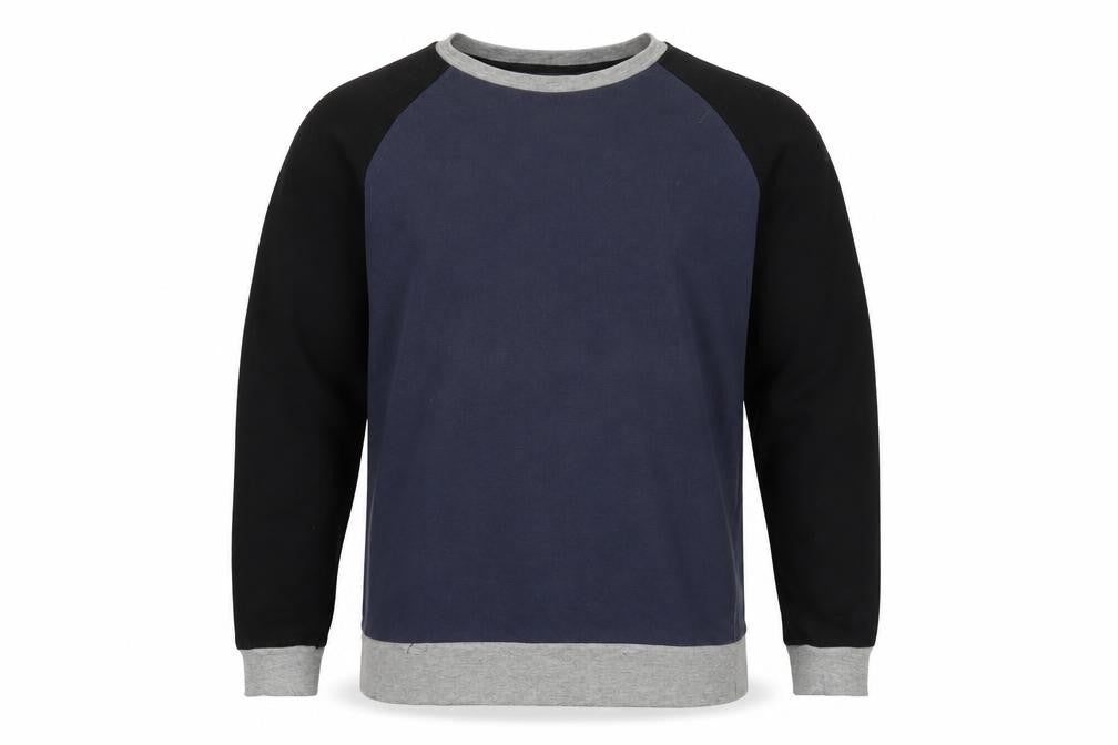Front view of ASOS Men's Blue & Black Cotton Crew Neck Sweatshirt M