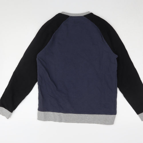 ASOS Men's Blue & Black Cotton Crew Neck Sweatshirt M