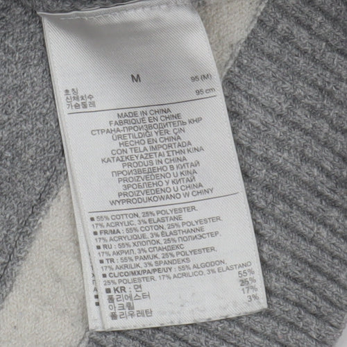 Gap Women's Grey Striped Roll Neck Pullover Jumper M