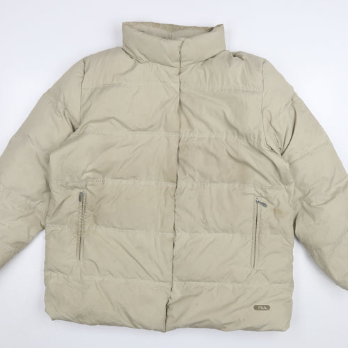 Fila Men's Beige XL Puffer Jacket with Zipped Pockets