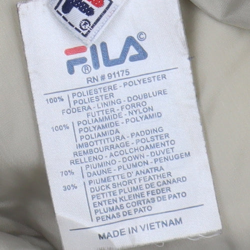 Fila Men's Beige XL Puffer Jacket with Zipped Pockets