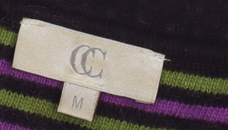 CC Women's Multicoloured Striped V-Neck Jumper - M