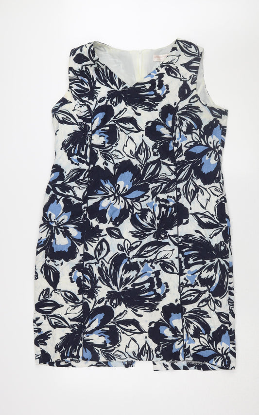 Anna Rose Women's Floral Shift Dress, Size 16, Navy/Ivory