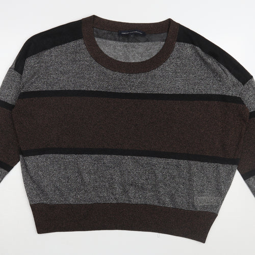 French Connection Women's Brown M Striped Pullover Jumper