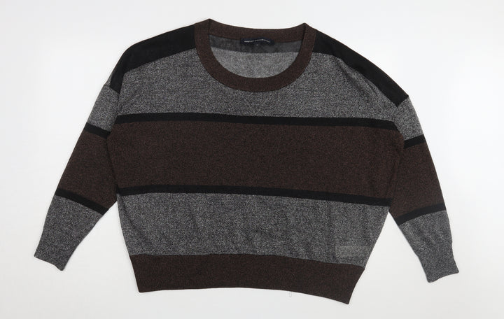 French Connection Women's Brown M Striped Pullover Jumper