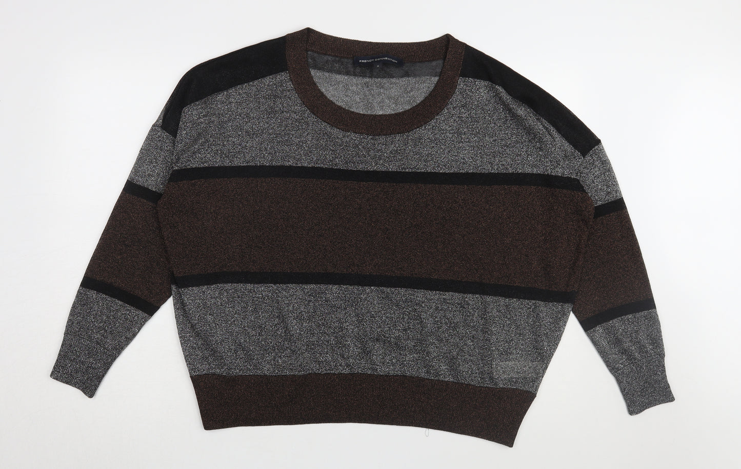 French Connection Women's Brown M Striped Pullover Jumper