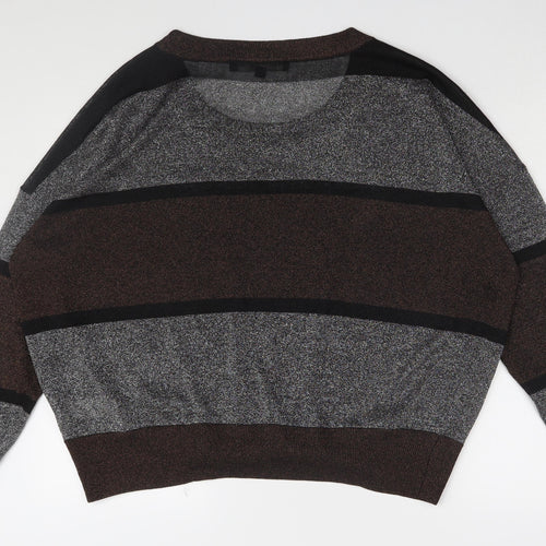 French Connection Women's Brown M Striped Pullover Jumper