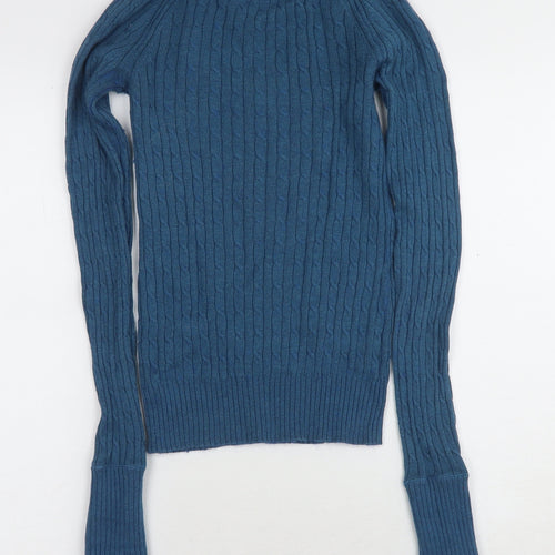 American Eagle Women's Blue XS Cable-Knit Pullover Jumper