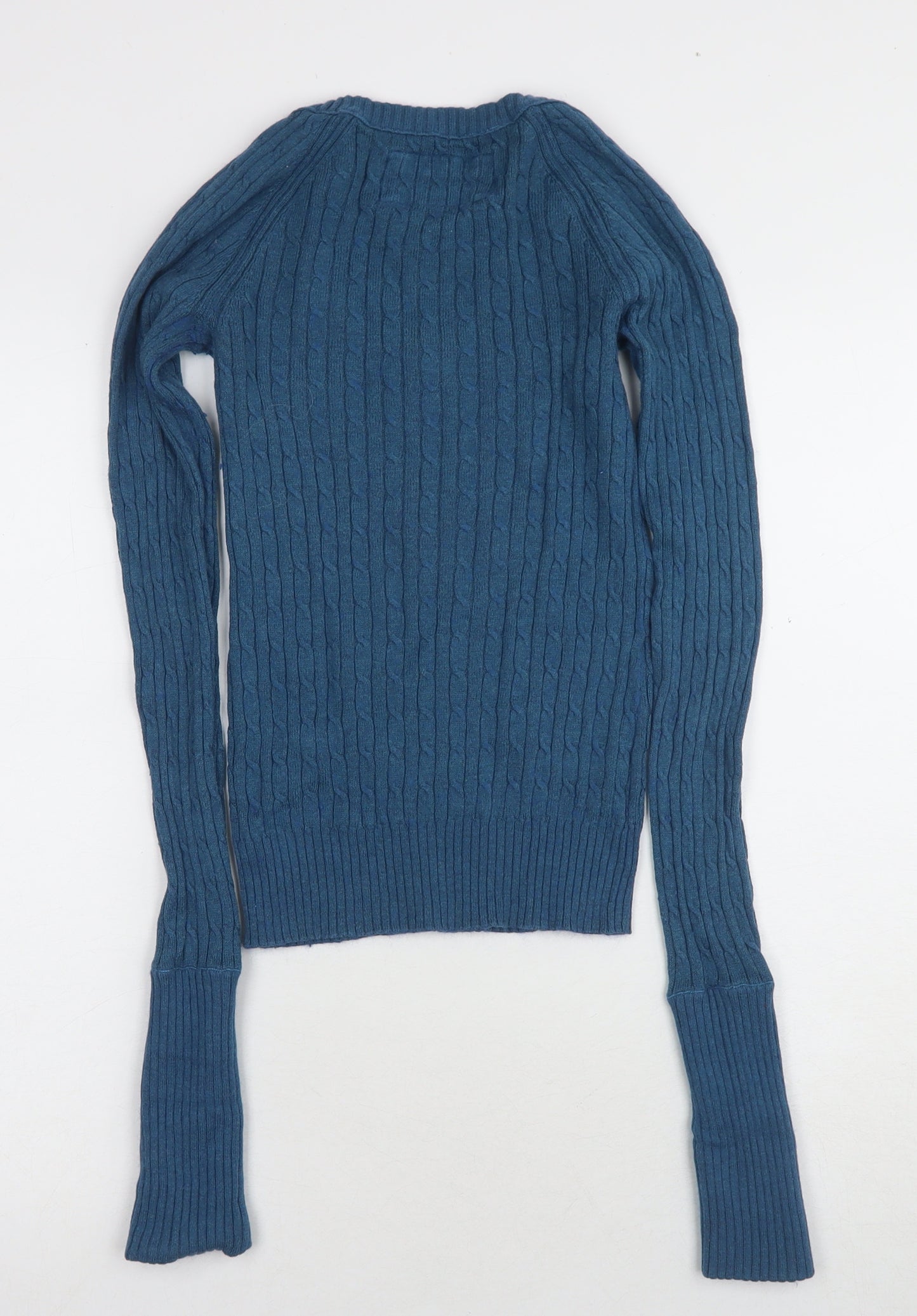 American Eagle Women's Blue XS Cable-Knit Pullover Jumper