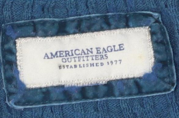 American Eagle Women's Blue XS Cable-Knit Pullover Jumper