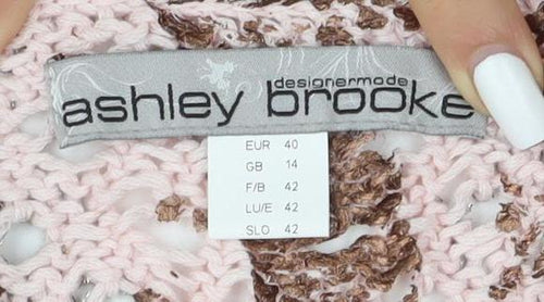 Ashley Brooke Women's Pink Brown Pullover Jumper Size 14