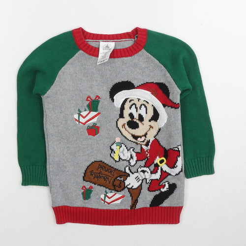 Disney Boys Multicoloured Mickey Mouse Christmas Jumper 3-4Y