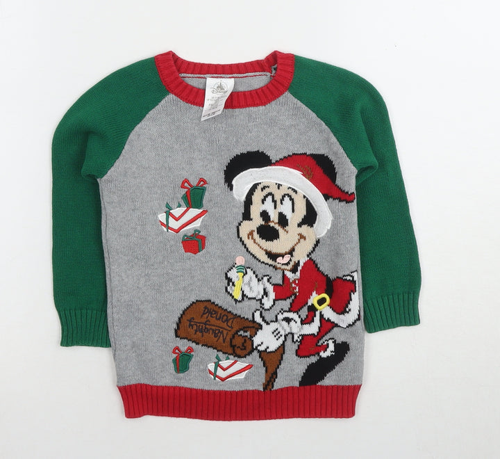 Disney Boys Multicoloured Mickey Mouse Christmas Jumper 3-4Y