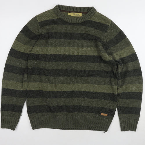 P.G. Field Men's Green Striped Pullover Jumper S