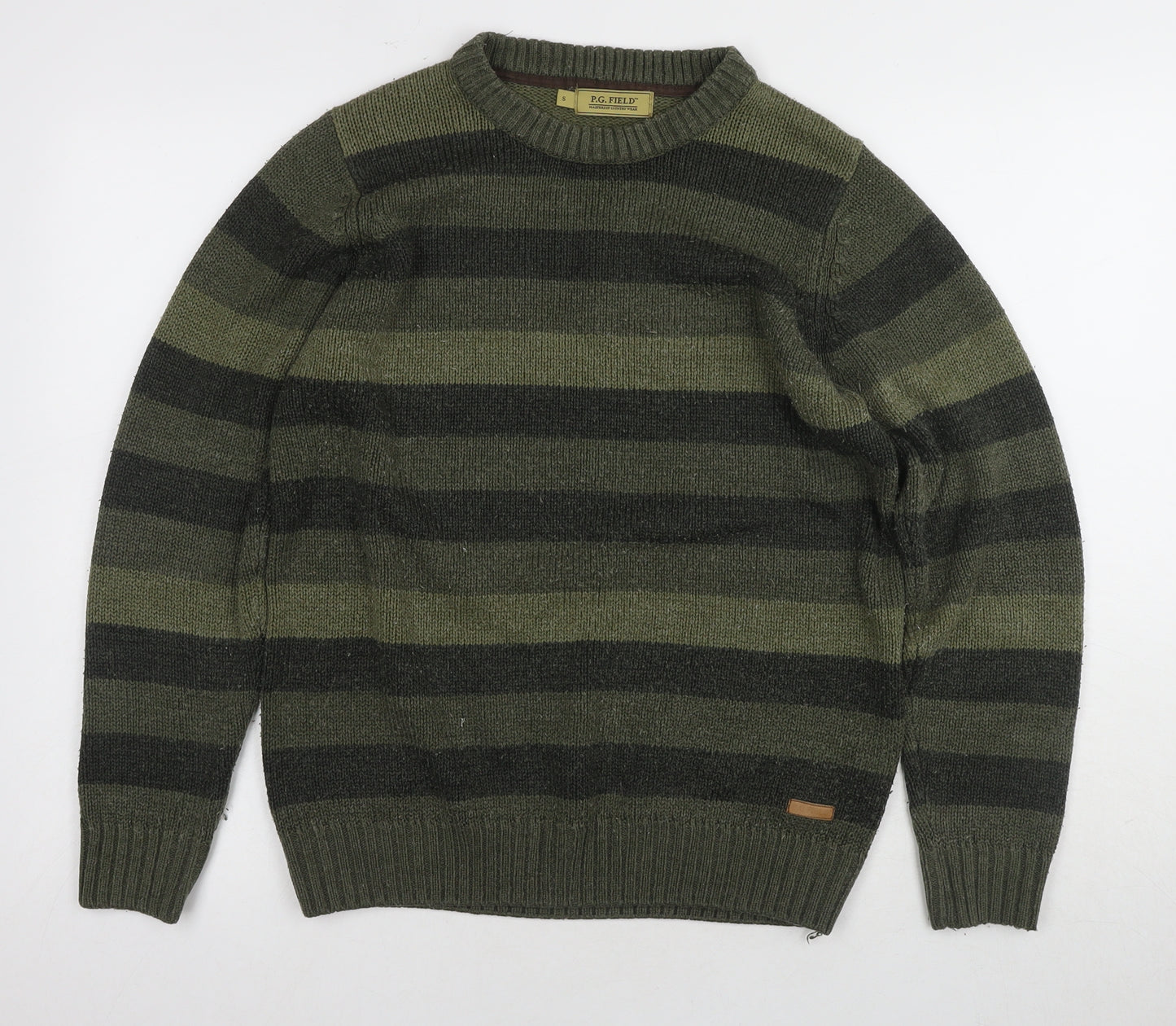 P.G. Field Men's Green Striped Pullover Jumper S