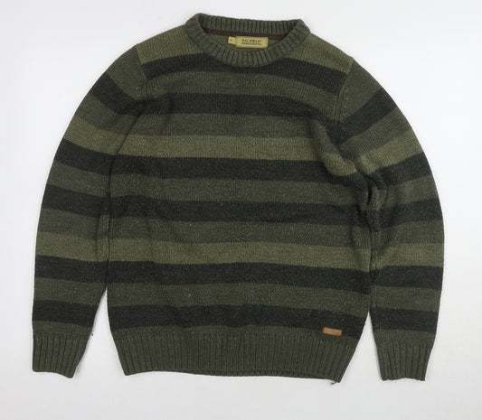 P.G. Field Men's Green Striped Pullover Jumper S