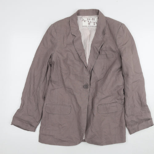 Rocha John Rocha Brown Linen Blazer Women Size 8