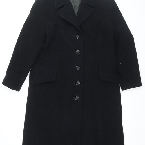 Precis Petite Black Wool Cashmere Overcoat Size 14