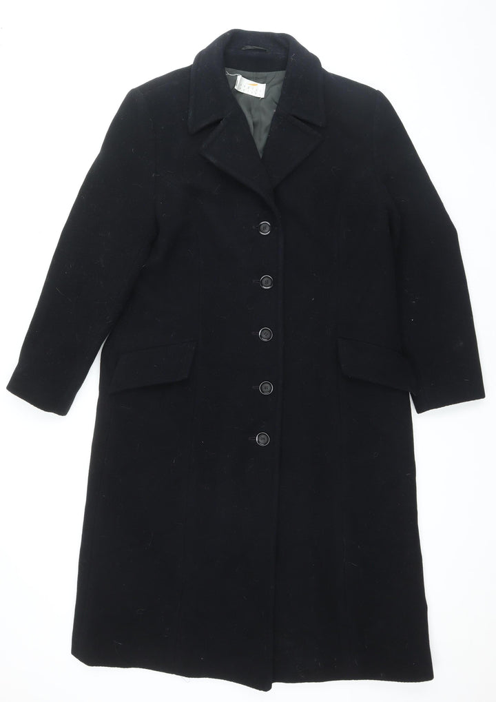 Precis Petite Black Wool Cashmere Overcoat Size 14